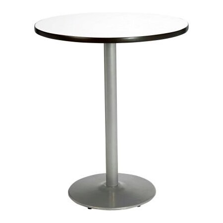 Kfi KFI 36" Round Bar Height Restaurant Table, White Table/Silver Base T36RD-B1922-SL-CL-38